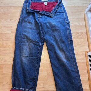 Faded Glory Fleece Lined Insulated Blue Carpenter Jeans 32x34